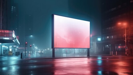Digital media blank billboard. Signboard for product advertisement design. Advertising light box billboard. Generative AI