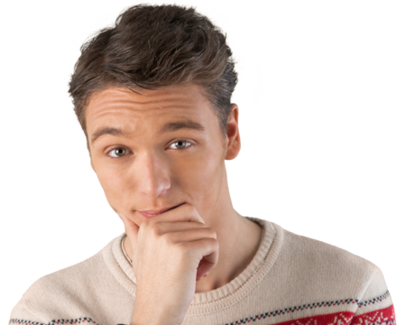 Portrait of young man in sweater isolated on white background
