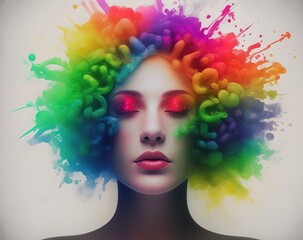 woman with colorful makeup 