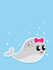 Adorable fully editable whale with bubbles around. 