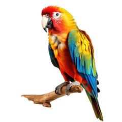 Illustration of a parrot, PNG transparent background, isolated on white