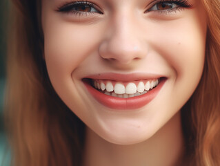 Beautiful female smile of a young woman after teeth whitening procedure. Dental care. The concept of dentistry and healthy white teeth.	