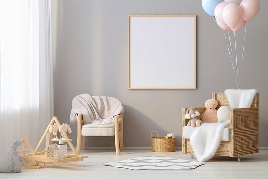 Tranquil Baby's Room: Minimalist Bliss in White and Pastel Hues