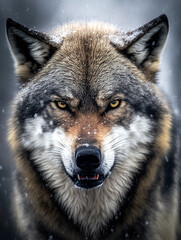 face of a gray wolf - obrazy, fototapety, plakaty