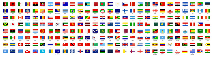 All national flags of the world with names - high quality vector flag. Vector 10 eps. - obrazy, fototapety, plakaty