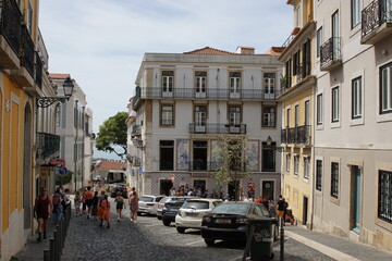 Fototapeta na wymiar Cobbled Streets of Lisbon, Portugal