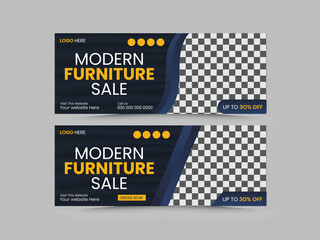 modern furniture social media Facebook cover page timeline web ad banner template design. geometric and organic are two different variations of shapes in one procedure.