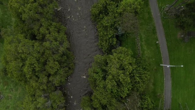 Cuenca Ecuador aerial overhead view of the river