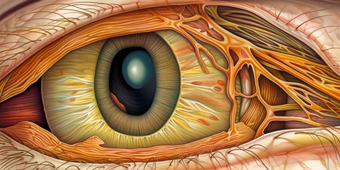 Fotobehang Provides an interactive and educational 3D visual representation of the human eye Detailed breakdowns of each part of the eye Can be used for medical or educational purposes. © na9179126124