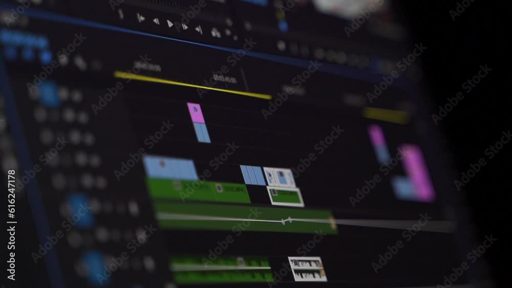 Wall mural work in the program for video editing on personal computer or laptop close up. navigation in a compu