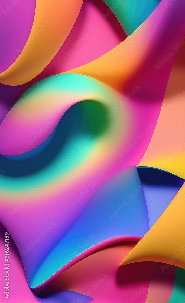 Aufkleber vivid multi colored gradient background, banner design with 3d effect.