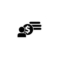 User and money icon isolated on white background 