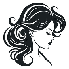 Silhouette of a girl s profile. Woman face silhouette. Isolated vector illustration on white background.