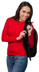 Young female student with a backpack