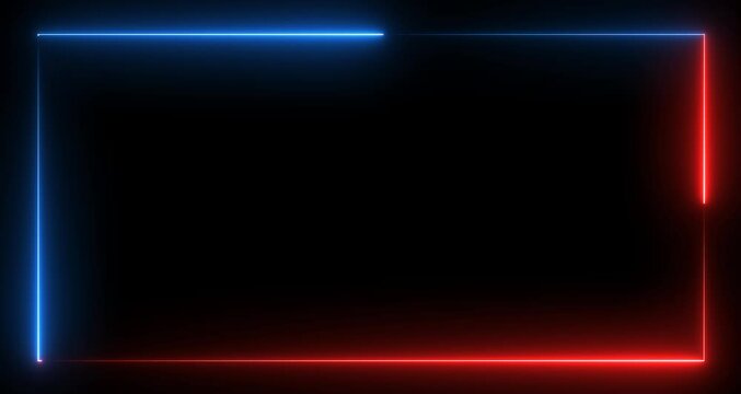 blue and red neon lines animation footage on black background with glowing lights