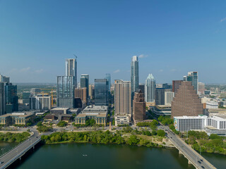 Fototapeta na wymiar Aerial View Of The City Of Austin Texas Along The Colorado River