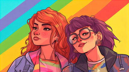 Capture the spirit of LGBTQ+, cartoon style