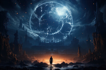 Fantasy world featuring a mysterious portal. Fantasy, Concept Art, Generative AI	