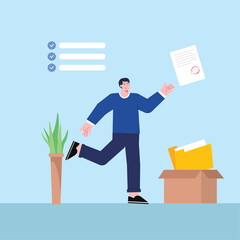 concept illustration worker grab document