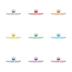 Garage door car logo design template  icon isolated on white background. Set icons colorful