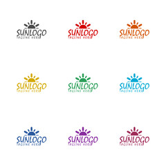 Sun logo and icon design Template icon isolated on white background. Set icons colorful