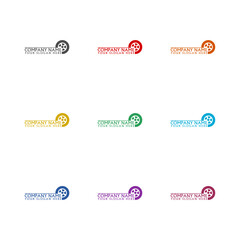 Tire logo icon template icon isolated on white background. Set icons colorful