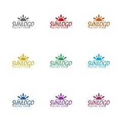 Sun logo and icon design Template icon isolated on white background. Set icons colorful