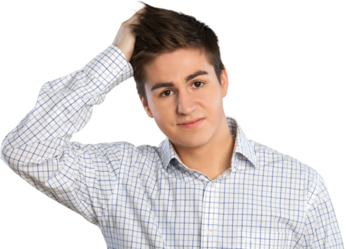 Confused Young Man Scratching his Head, Isolated