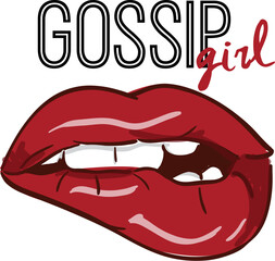 gossip Girl. print with lips on a T-shirt. for teenagers, clothes, fabrics, factories, posters, web, wallpaper, postcard, message.