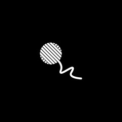 Knitting a ball of thread logo icon isolated on black background