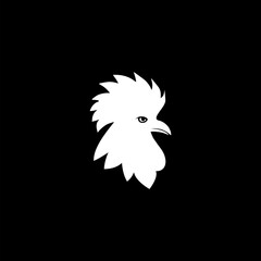 Rooster logo design. Chicken Logo Design Suitable  icon isolated on black background