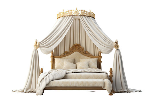 canopy bedroom set isolated on a transparent background, generative ai