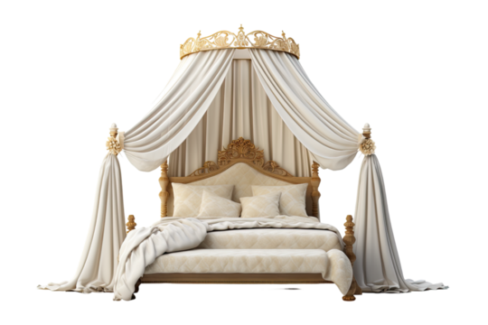 canopy bedroom set isolated on a transparent background, generative ai