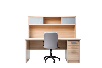 office desk with hutch isolated on a transparent background, generative ai
