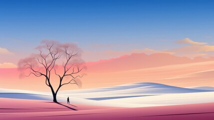 Fototapeta na wymiar landscape with trees and snow