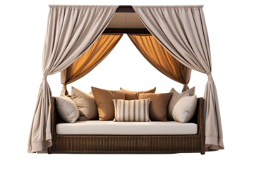 outdoor daybed with canopy isolated on a transparent background, generative ai