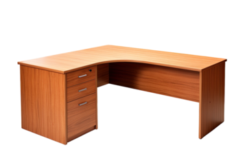 l-shaped desk isolated on a transparent background, generative ai