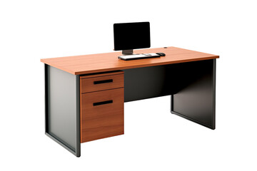 office workstation desk isolated on a transparent background, generative ai
