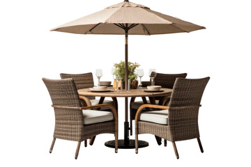outdoor dining set isolated on a transparent background, generative ai
