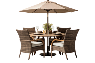 outdoor dining set isolated on a transparent background, generative ai