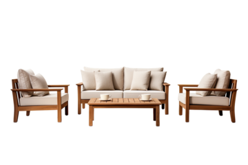 outdoor lounge set isolated on a transparent background, generative ai