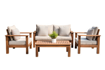 outdoor lounge set isolated on a transparent background, generative ai