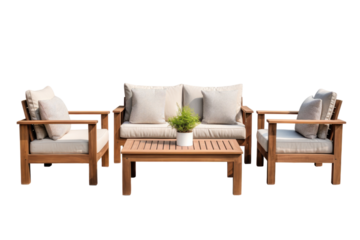outdoor lounge set isolated on a transparent background, generative ai