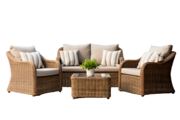 outdoor patio set isolated on a transparent background, generative ai