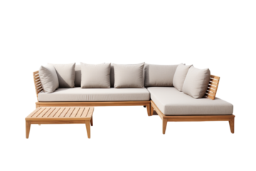 outdoor sectional sofa isolated on a transparent background, generative ai