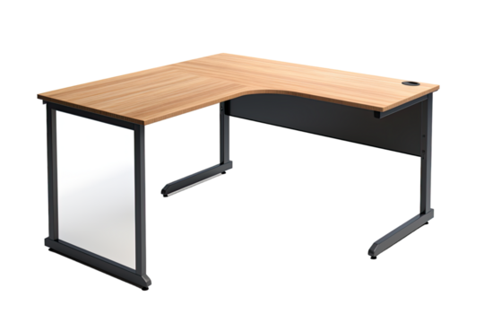 l-shaped desk isolated on a transparent background, generative ai
