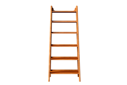 ladder bookshelf isolated on a transparent background, generative ai