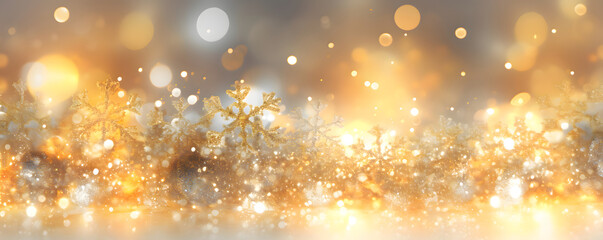 Fototapeta na wymiar Christmas lights and glitter banner background - festive celebration theme