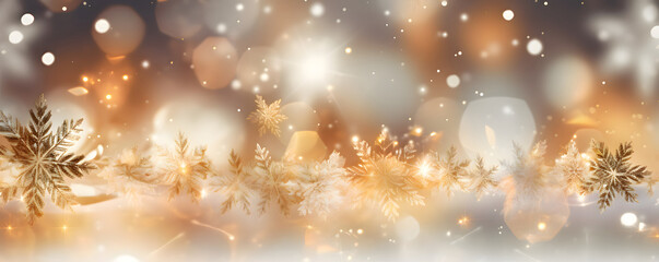 Obraz na płótnie Canvas Christmas lights and glitter banner background - festive celebration theme