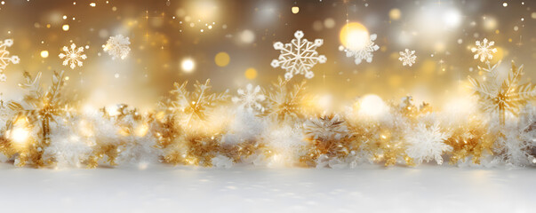 Christmas lights and glitter banner background - festive celebration theme